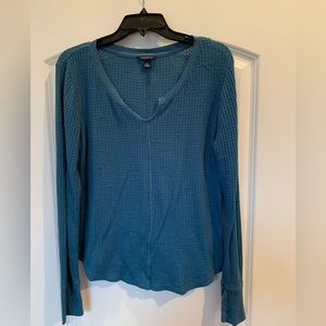 Aeropostale Blue Waffle Long Sleeve Cozy Top-Size Large